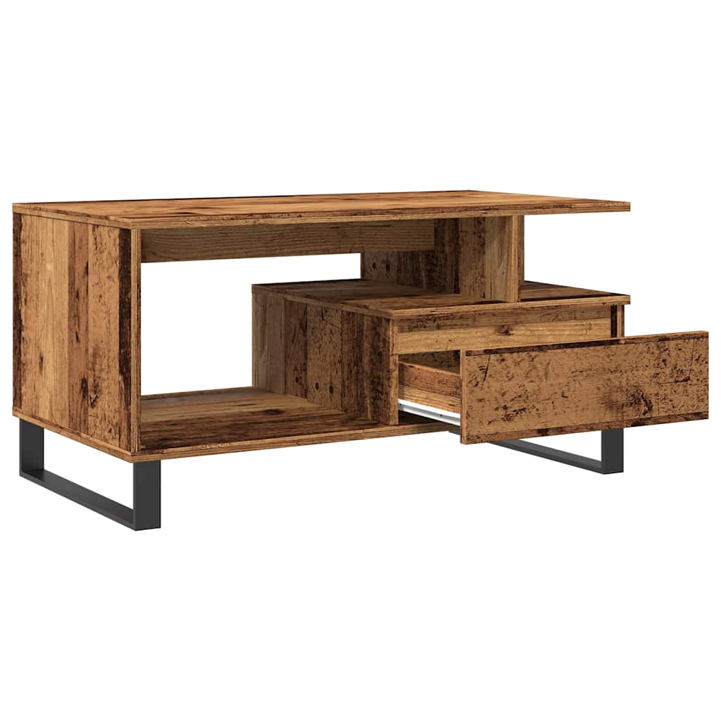 Salontafel 90x49x45 cm bewerkt hout oud houtkleurig