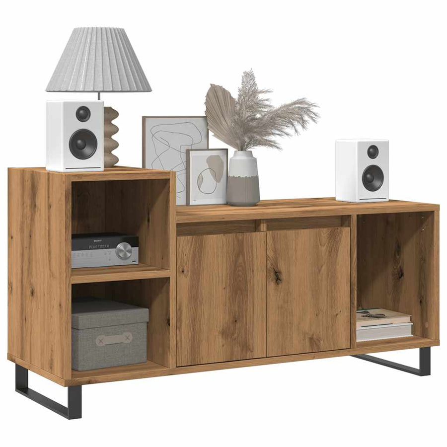 Tv-meubel 100x35x55 cm bewerkt hout artisanaal eikenkleur