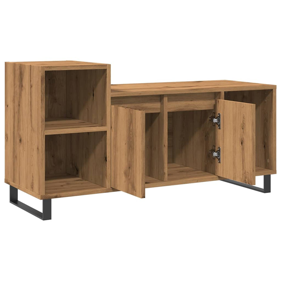 Tv-meubel 100x35x55 cm bewerkt hout artisanaal eikenkleur