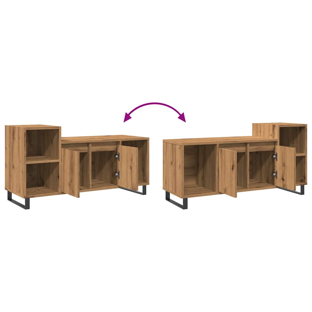 Tv-meubel 100x35x55 cm bewerkt hout artisanaal eikenkleur