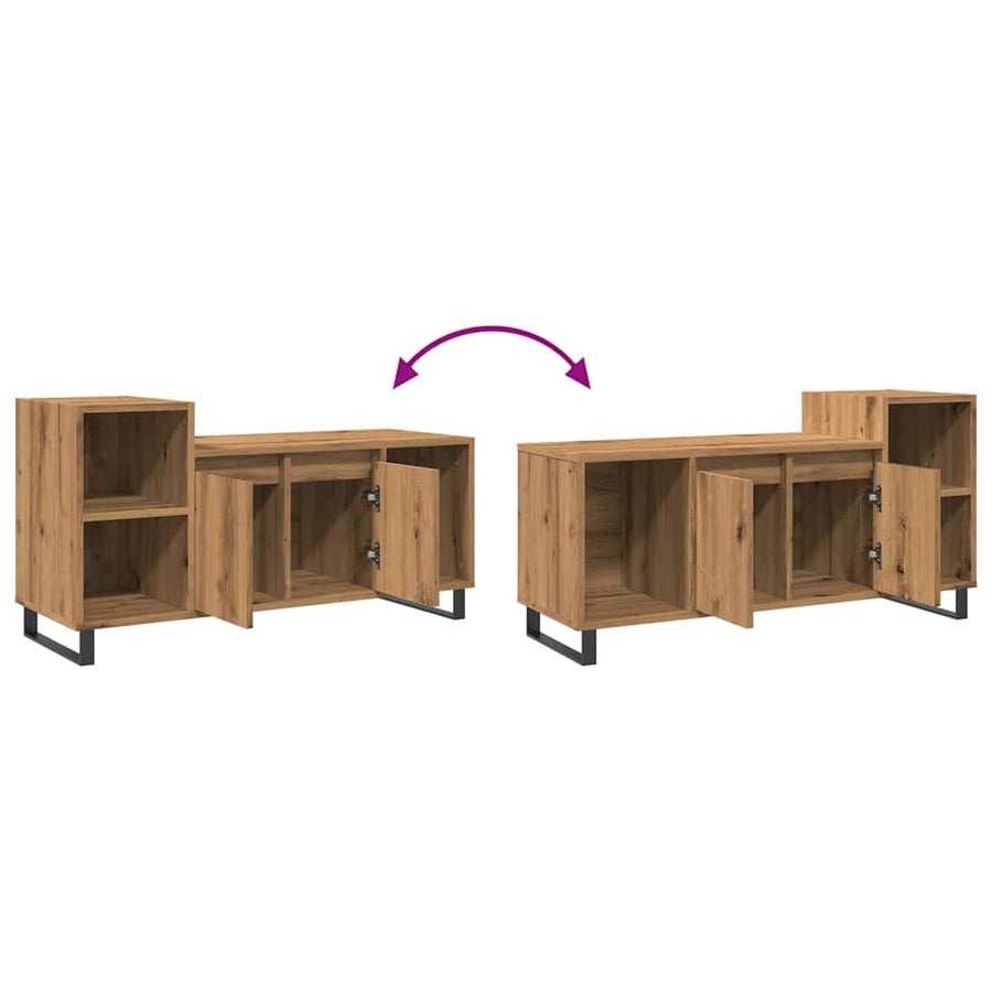 Tv-meubel 100x35x55 cm bewerkt hout artisanaal eikenkleur