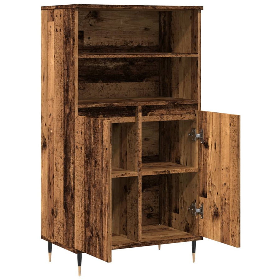 Hoge kast 60x36x110 cm bewerkt hout oud houtkleurig