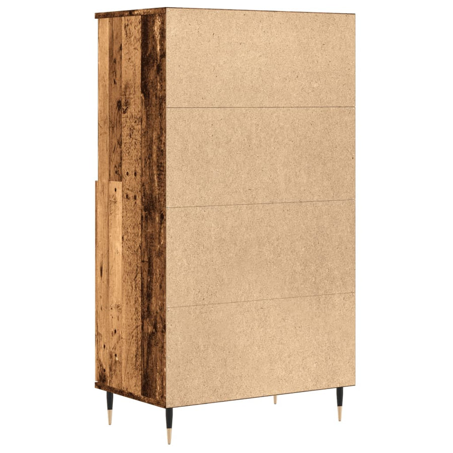 Hoge kast 60x36x110 cm bewerkt hout oud houtkleurig