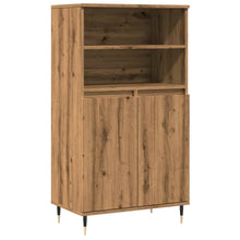 Hoge kast 60x36x110 cm bewerkt hout artisanaal eikenkleurig