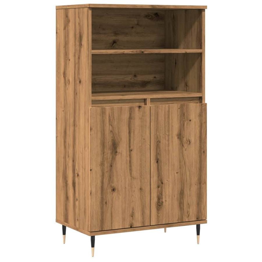 Hoge kast 60x36x110 cm bewerkt hout artisanaal eikenkleurig