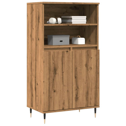 Hoge kast 60x36x110 cm bewerkt hout artisanaal eikenkleurig