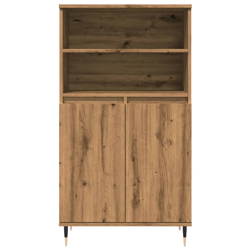 Hoge kast 60x36x110 cm bewerkt hout artisanaal eikenkleurig