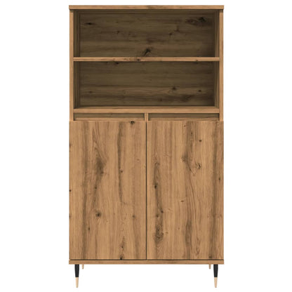 Hoge kast 60x36x110 cm bewerkt hout artisanaal eikenkleurig