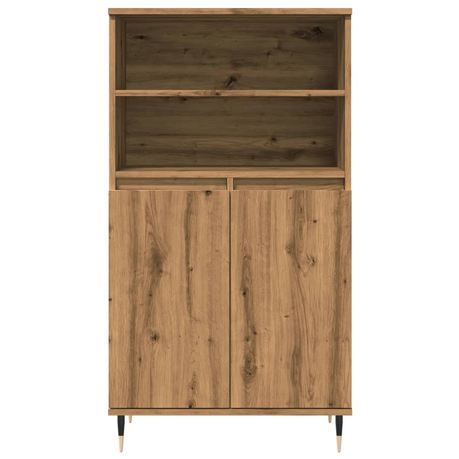 Hoge kast 60x36x110 cm bewerkt hout artisanaal eikenkleurig