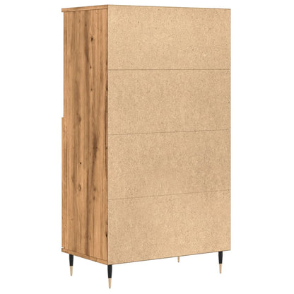 Hoge kast 60x36x110 cm bewerkt hout artisanaal eikenkleurig