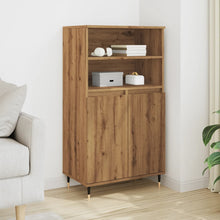 Hoge kast 60x36x110 cm bewerkt hout artisanaal eikenkleurig