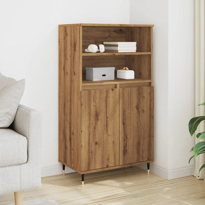 Hoge kast 60x36x110 cm bewerkt hout artisanaal eikenkleurig