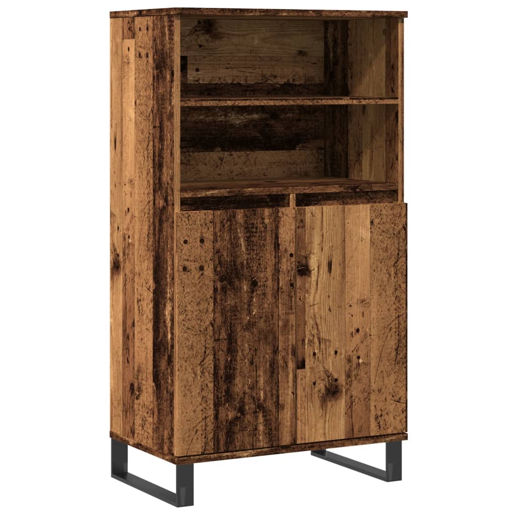 Hoge kast 60x36x110 cm bewerkt hout oud houtkleurig