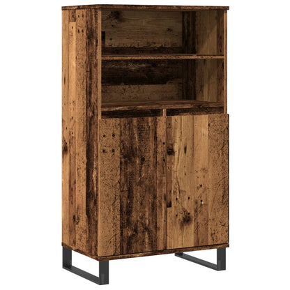 Hoge kast 60x36x110 cm bewerkt hout oud houtkleurig