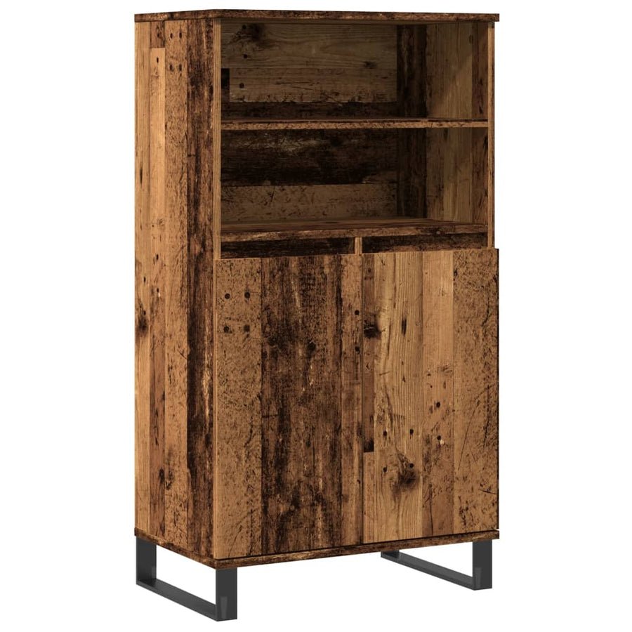 Hoge kast 60x36x110 cm bewerkt hout oud houtkleurig