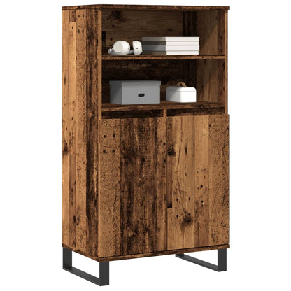 Hoge kast 60x36x110 cm bewerkt hout oud houtkleurig
