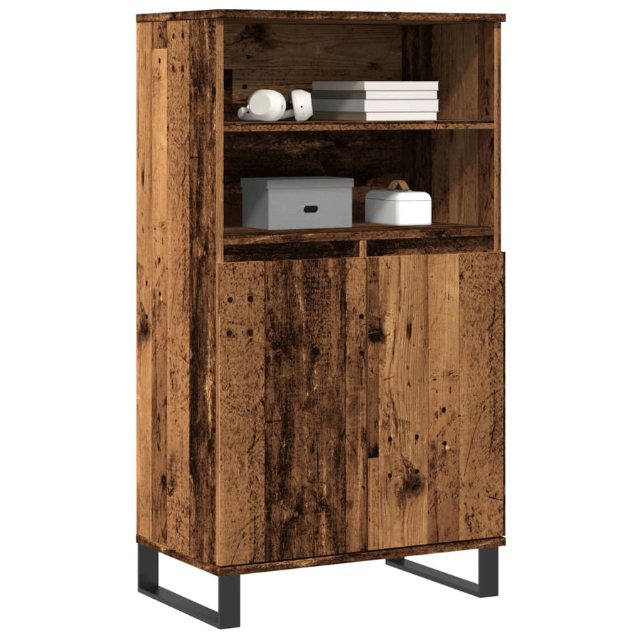 Hoge kast 60x36x110 cm bewerkt hout oud houtkleurig