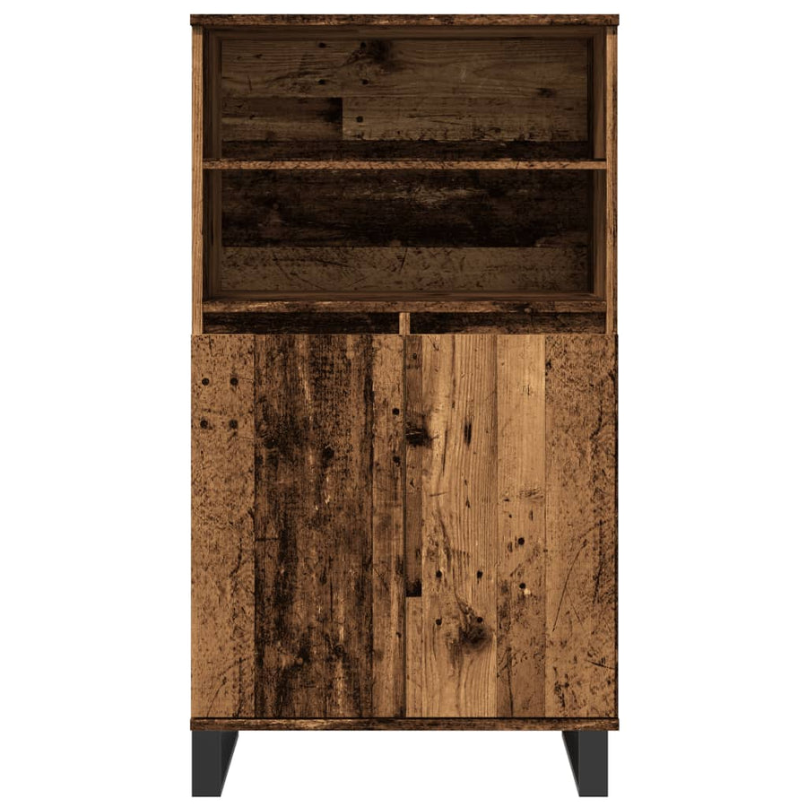 Hoge kast 60x36x110 cm bewerkt hout oud houtkleurig