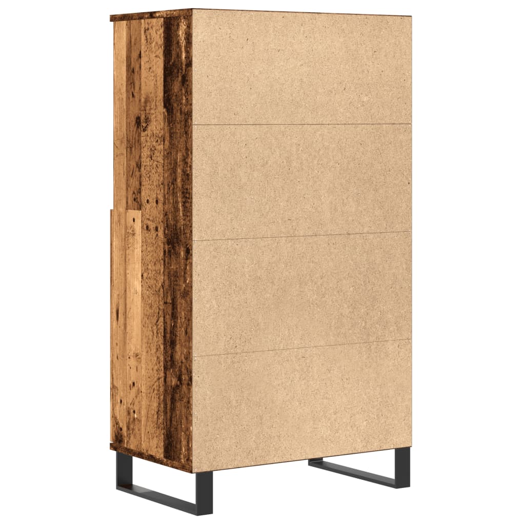 Hoge kast 60x36x110 cm bewerkt hout oud houtkleurig