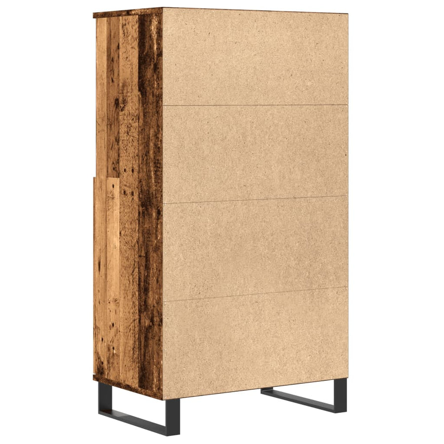 Hoge kast 60x36x110 cm bewerkt hout oud houtkleurig