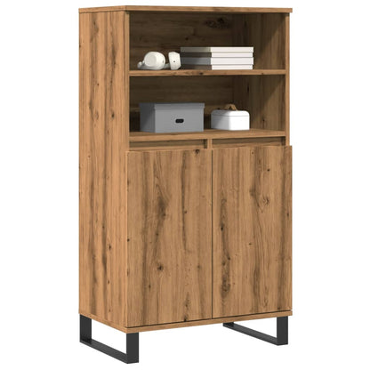 Hoge kast 60x36x110 cm bewerkt hout artisanaal eikenkleur