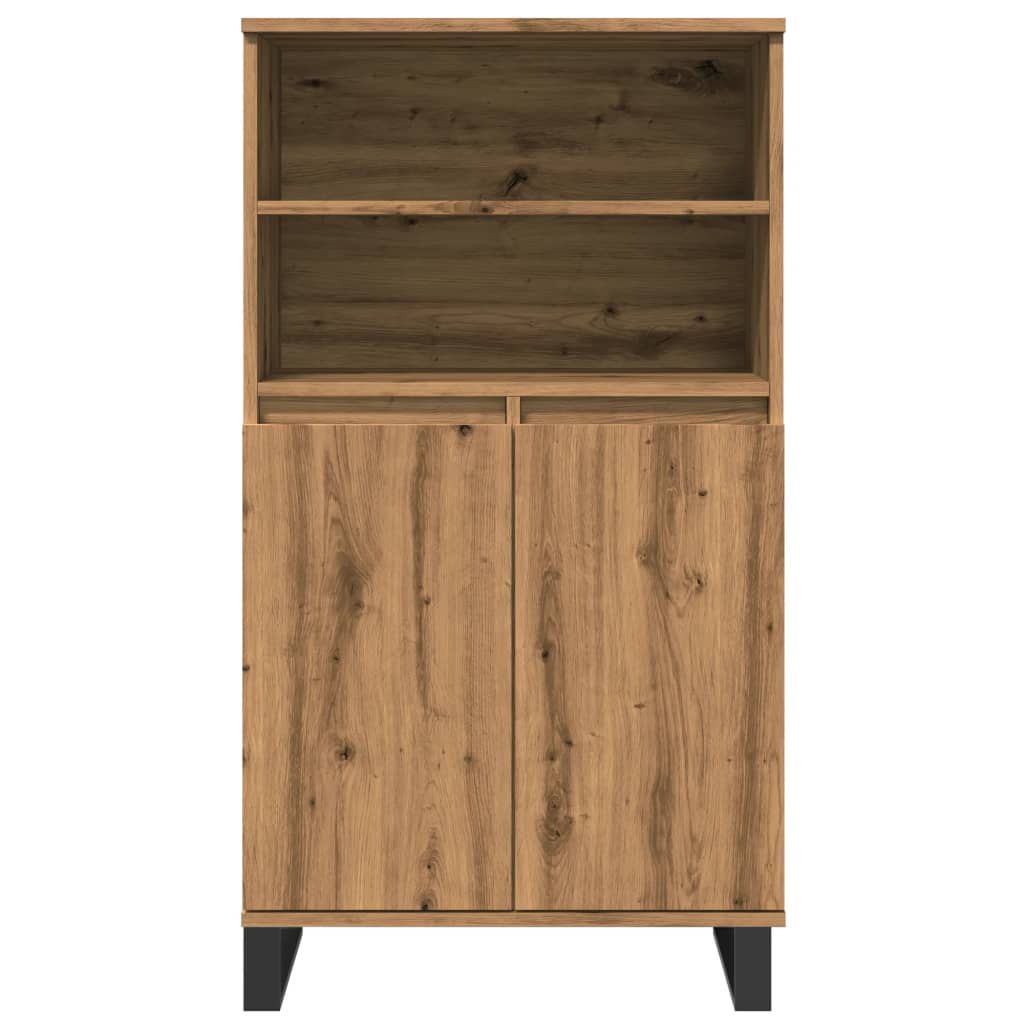 Hoge kast 60x36x110 cm bewerkt hout artisanaal eikenkleur