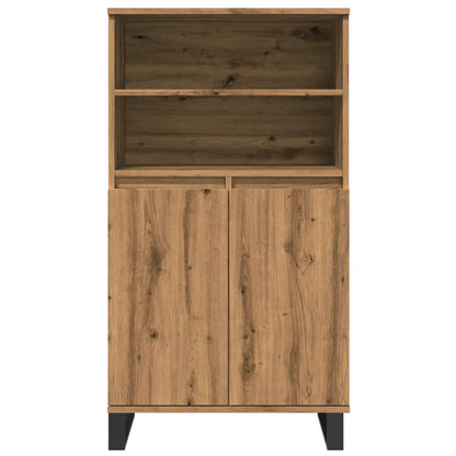 Hoge kast 60x36x110 cm bewerkt hout artisanaal eikenkleur