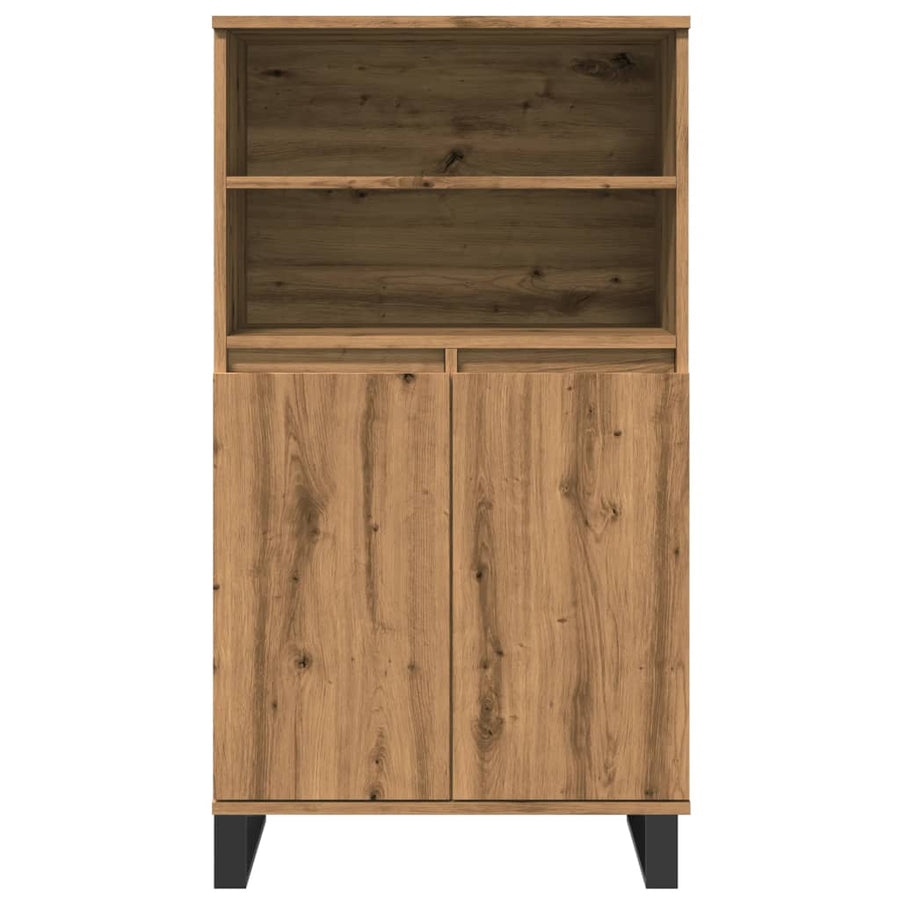 Hoge kast 60x36x110 cm bewerkt hout artisanaal eikenkleur