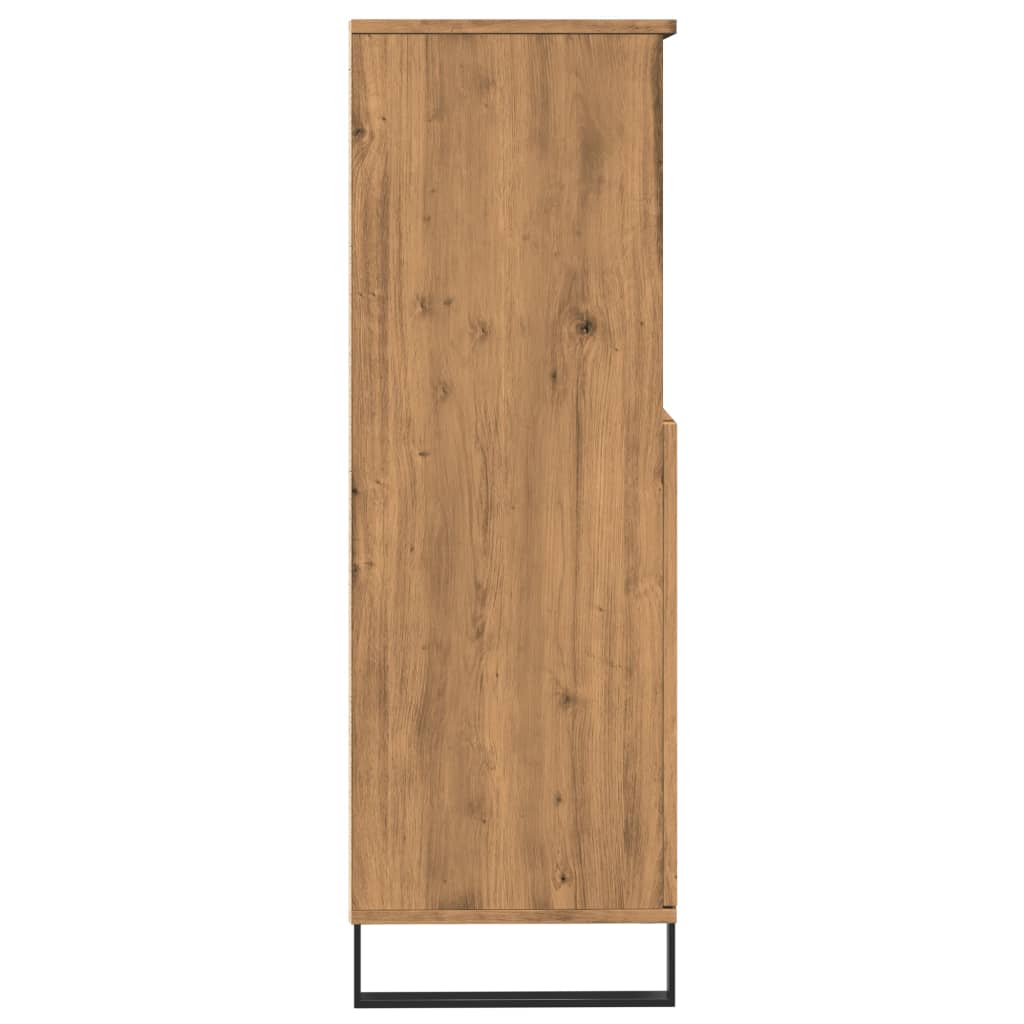 Hoge kast 60x36x110 cm bewerkt hout artisanaal eikenkleur