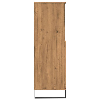 Hoge kast 60x36x110 cm bewerkt hout artisanaal eikenkleur