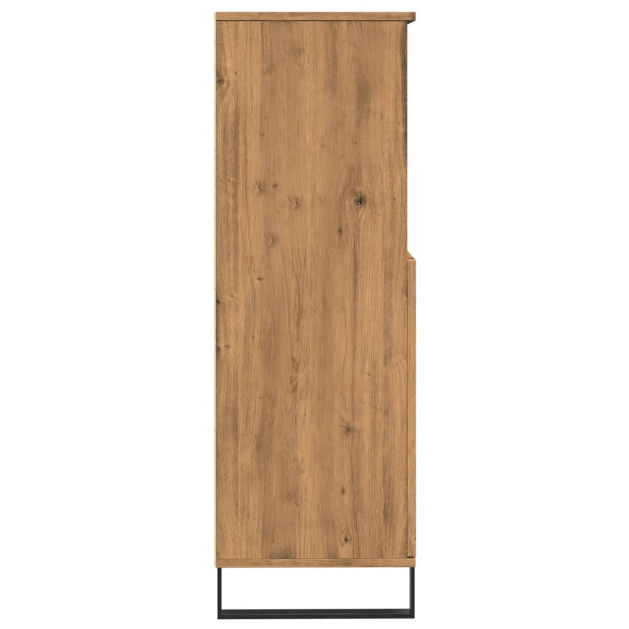 Hoge kast 60x36x110 cm bewerkt hout artisanaal eikenkleur