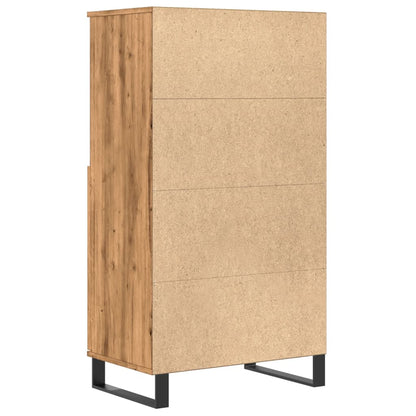 Hoge kast 60x36x110 cm bewerkt hout artisanaal eikenkleur