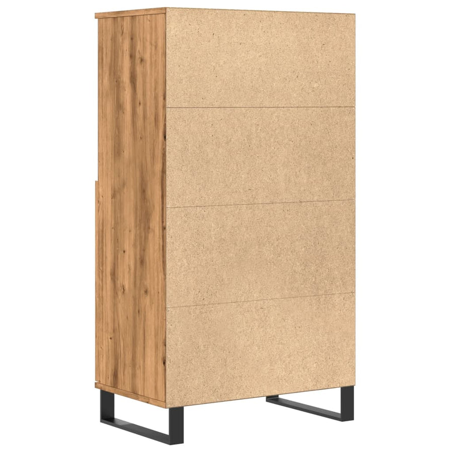Hoge kast 60x36x110 cm bewerkt hout artisanaal eikenkleur