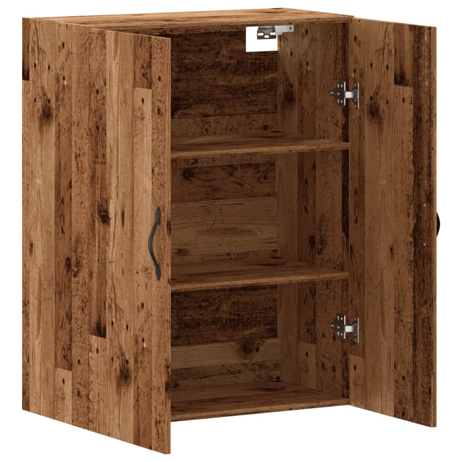 Wandkast 69,5x34x90 cm bewerkt hout oud houtkleurig