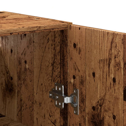 Wandkast 69,5x34x90 cm bewerkt hout oud houtkleurig