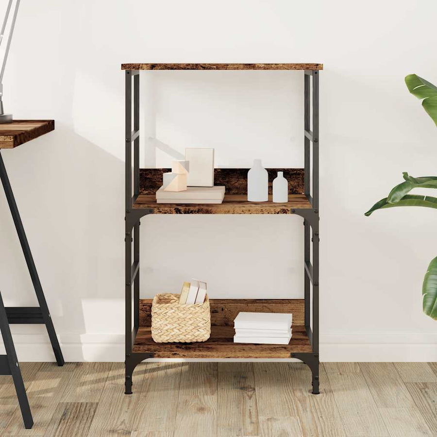 Boekenkast 50x33x82 cm bewerkt hout oud houtkleurig