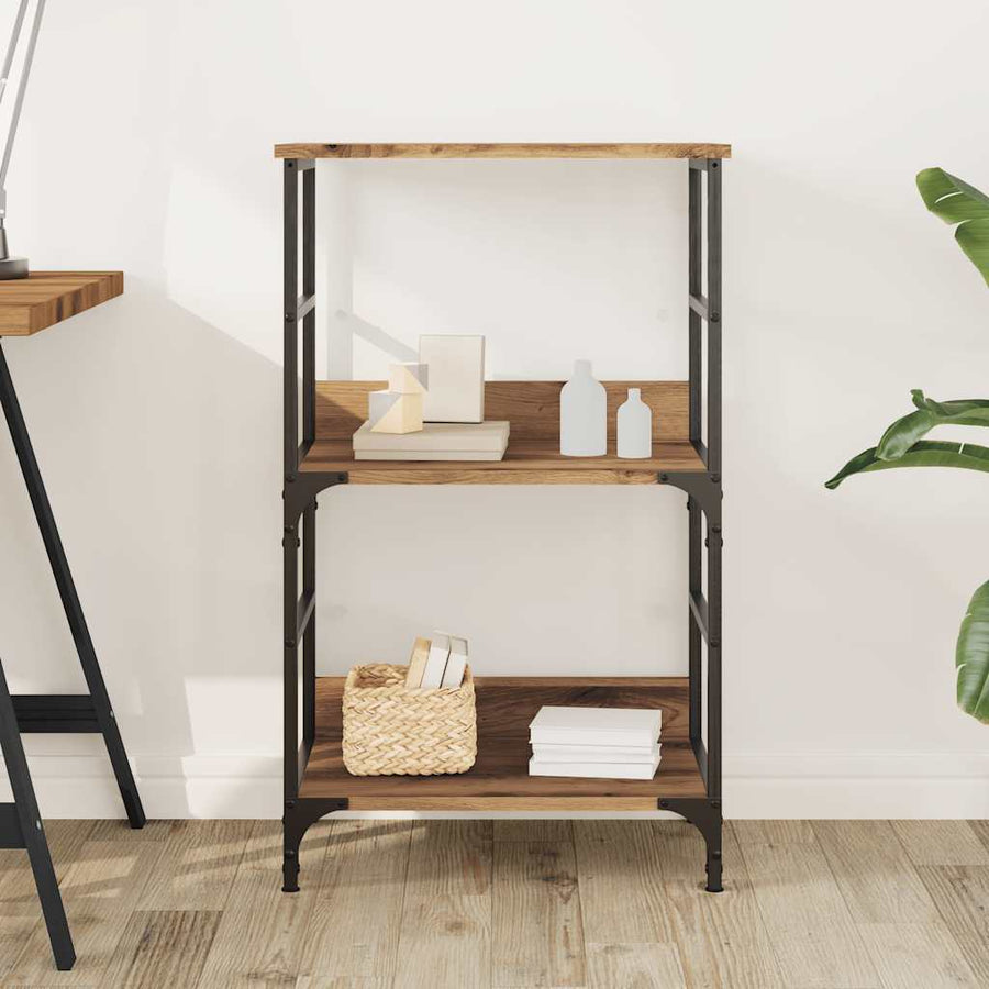 Boekenkast 50x33x82 cm bewerkt hout artisanaal eikenkleurig