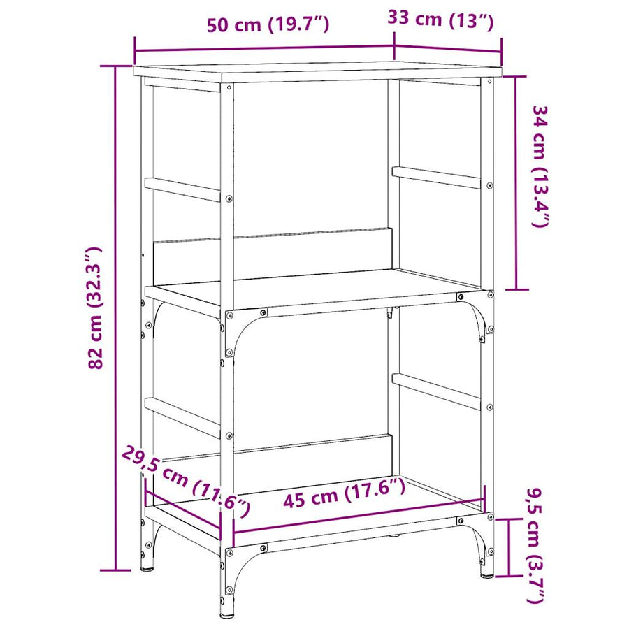 Boekenkast 50x33x82 cm bewerkt hout artisanaal eikenkleurig