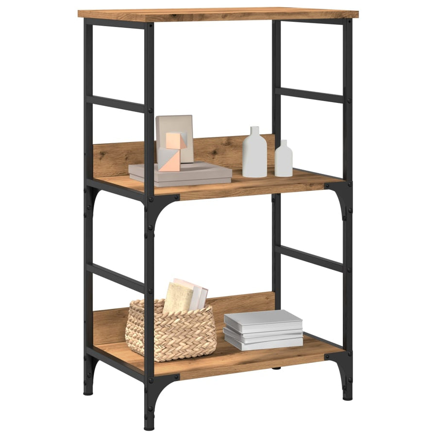 Boekenkast 50x33x82 cm bewerkt hout artisanaal eikenkleurig