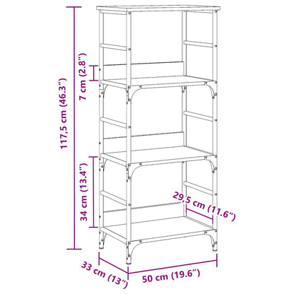 Boekenkast 50x33x117,5 cm bewerkt hout oud houtkleurig