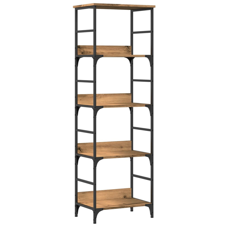 Boekenrek 50x33x153 cm bewerkt hout artisanaal eikenkleurig