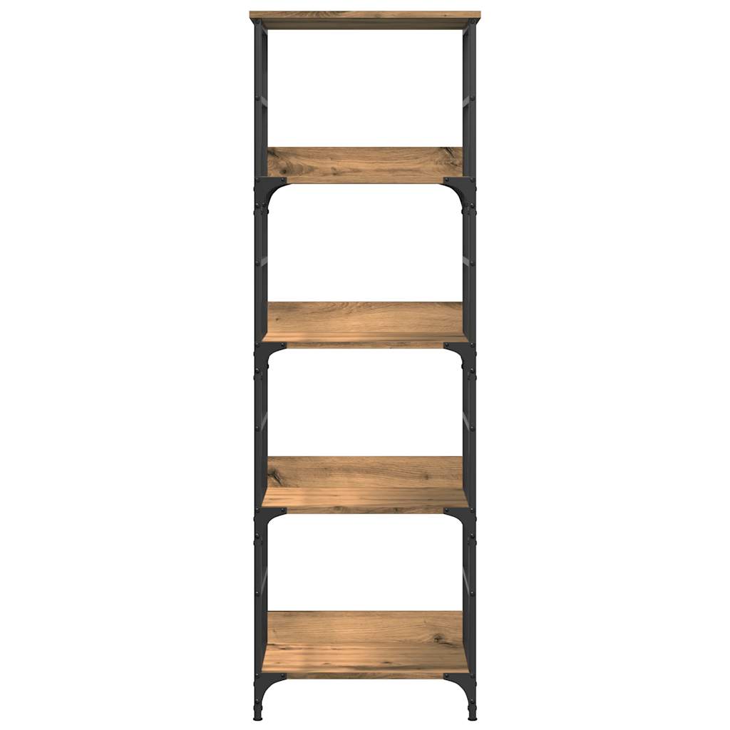 Boekenrek 50x33x153 cm bewerkt hout artisanaal eikenkleurig