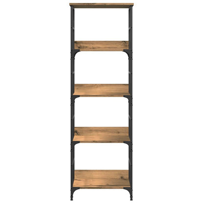 Boekenrek 50x33x153 cm bewerkt hout artisanaal eikenkleurig