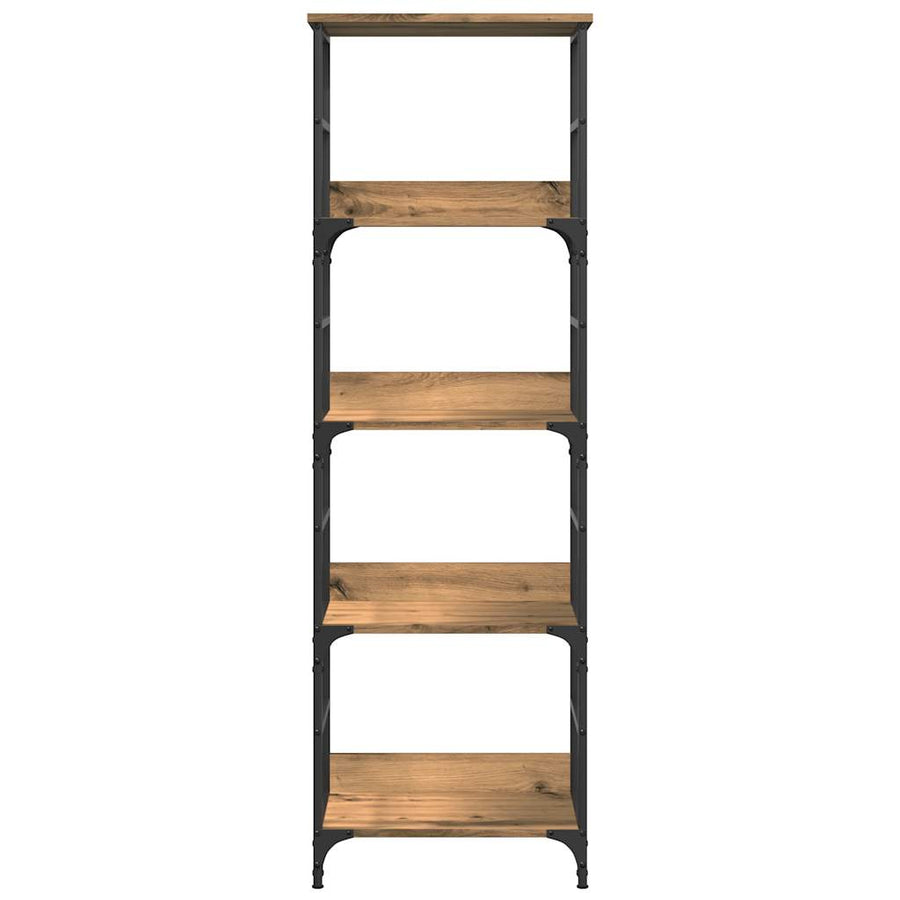 Boekenrek 50x33x153 cm bewerkt hout artisanaal eikenkleurig