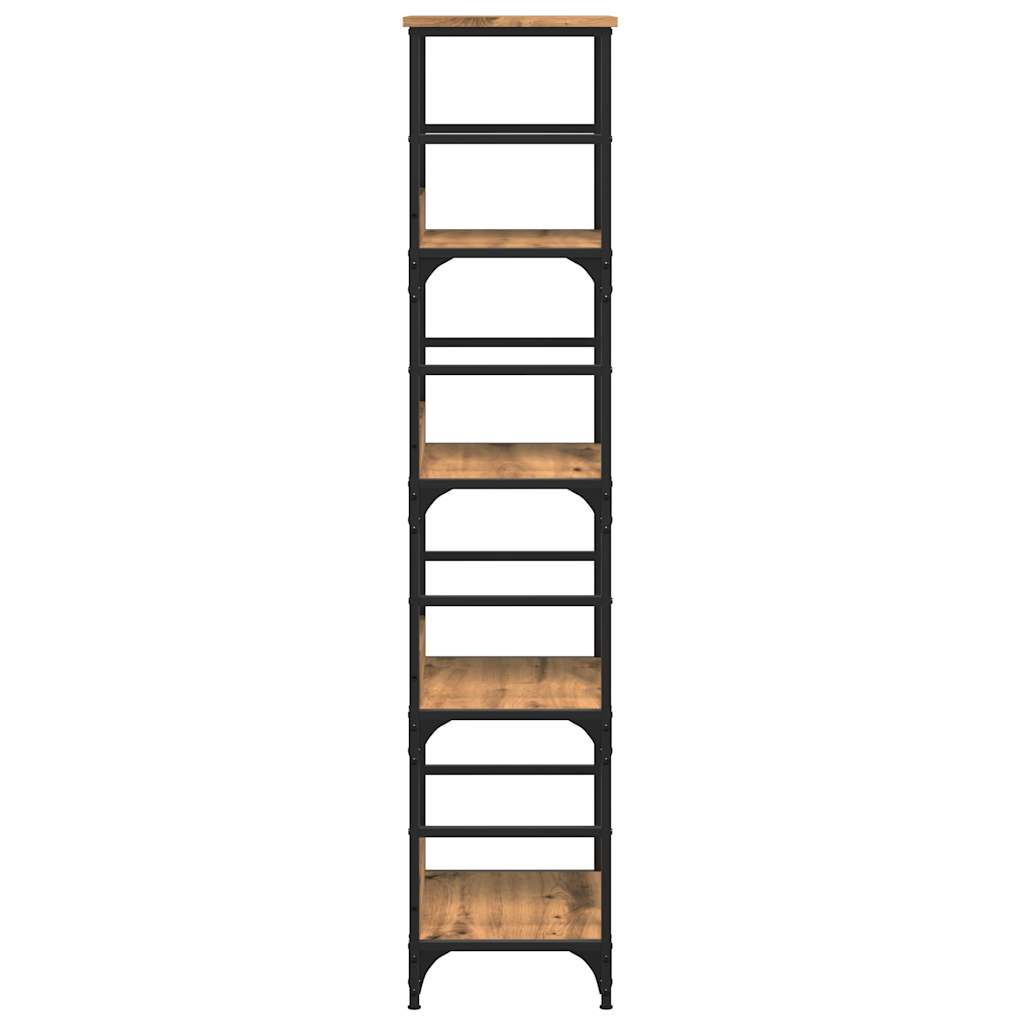 Boekenrek 50x33x153 cm bewerkt hout artisanaal eikenkleurig