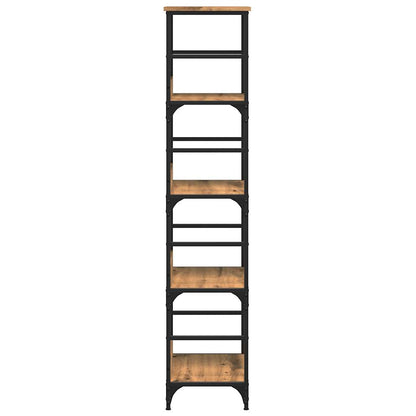 Boekenrek 50x33x153 cm bewerkt hout artisanaal eikenkleurig