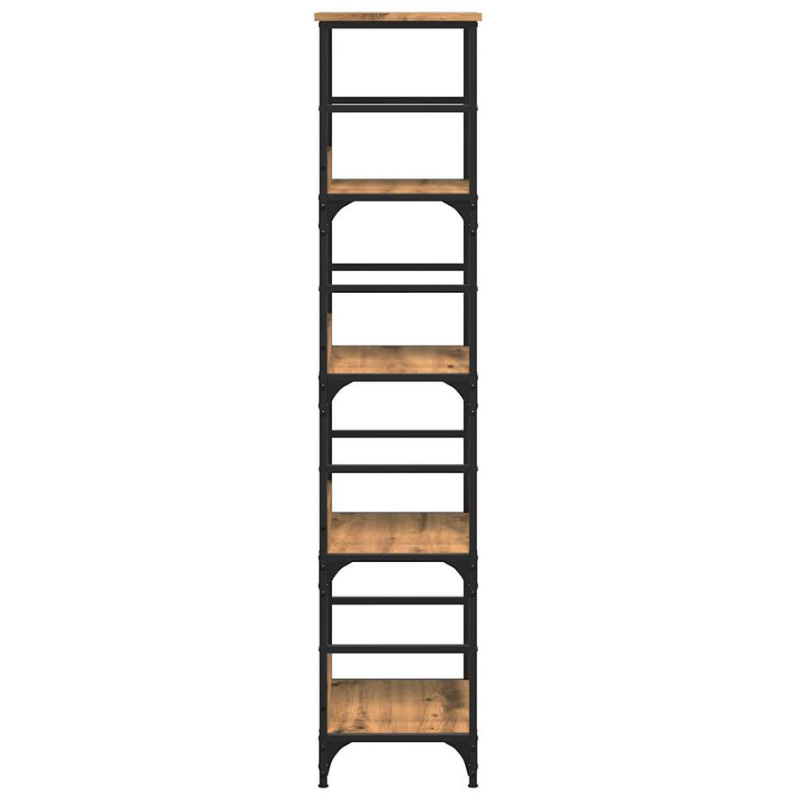 Boekenrek 50x33x153 cm bewerkt hout artisanaal eikenkleurig