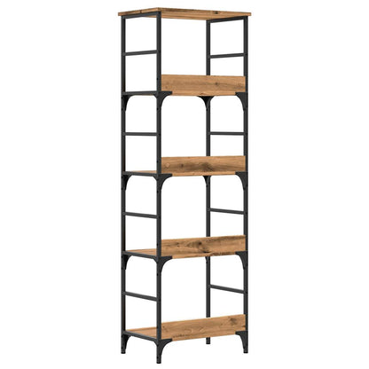 Boekenrek 50x33x153 cm bewerkt hout artisanaal eikenkleurig