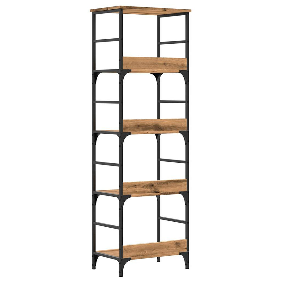 Boekenrek 50x33x153 cm bewerkt hout artisanaal eikenkleurig