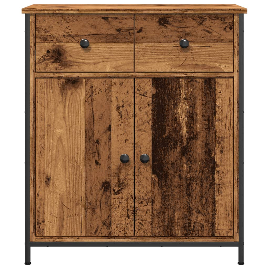 Dressoir 70x30x80 cm bewerkt hout oud houtkleurig